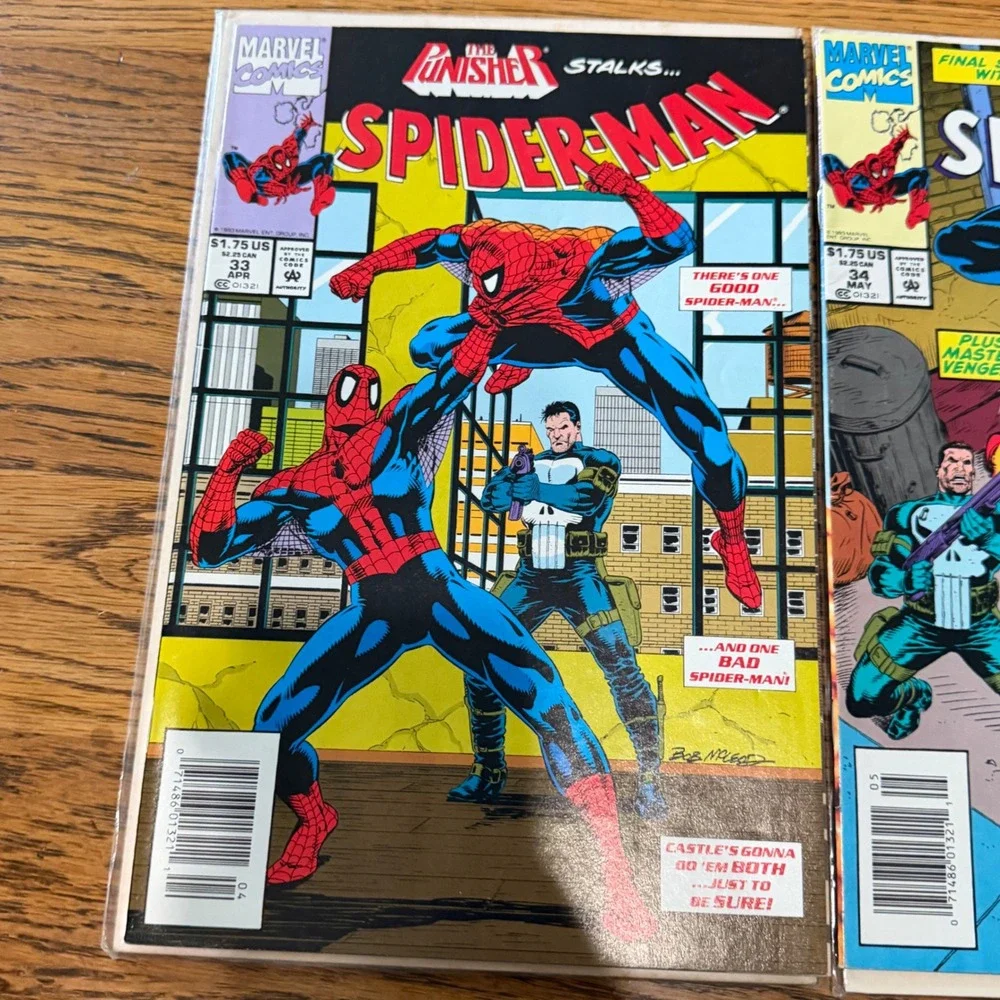 Spider-Man 33 34 Marvel Comics 1993 Punisher Vengeance Newsstand Edition Set
